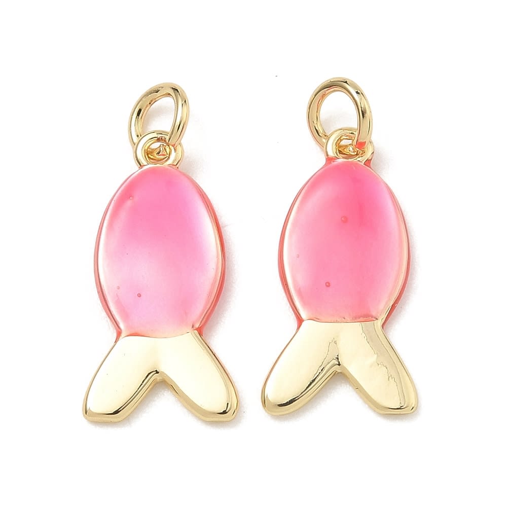 Dije colgante pez esmaltado 19.5 mm baño oro / unidad2