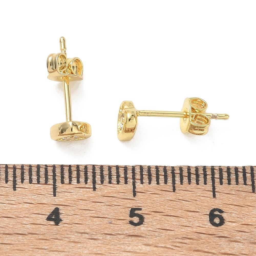 Aros topo topito corazón punto de luz 5 mm baño oro / par2