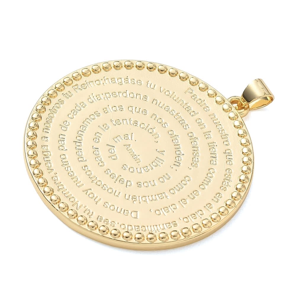 Maxi dije colgante oración padre nuestro 38 mm baño oro platino / unidad3