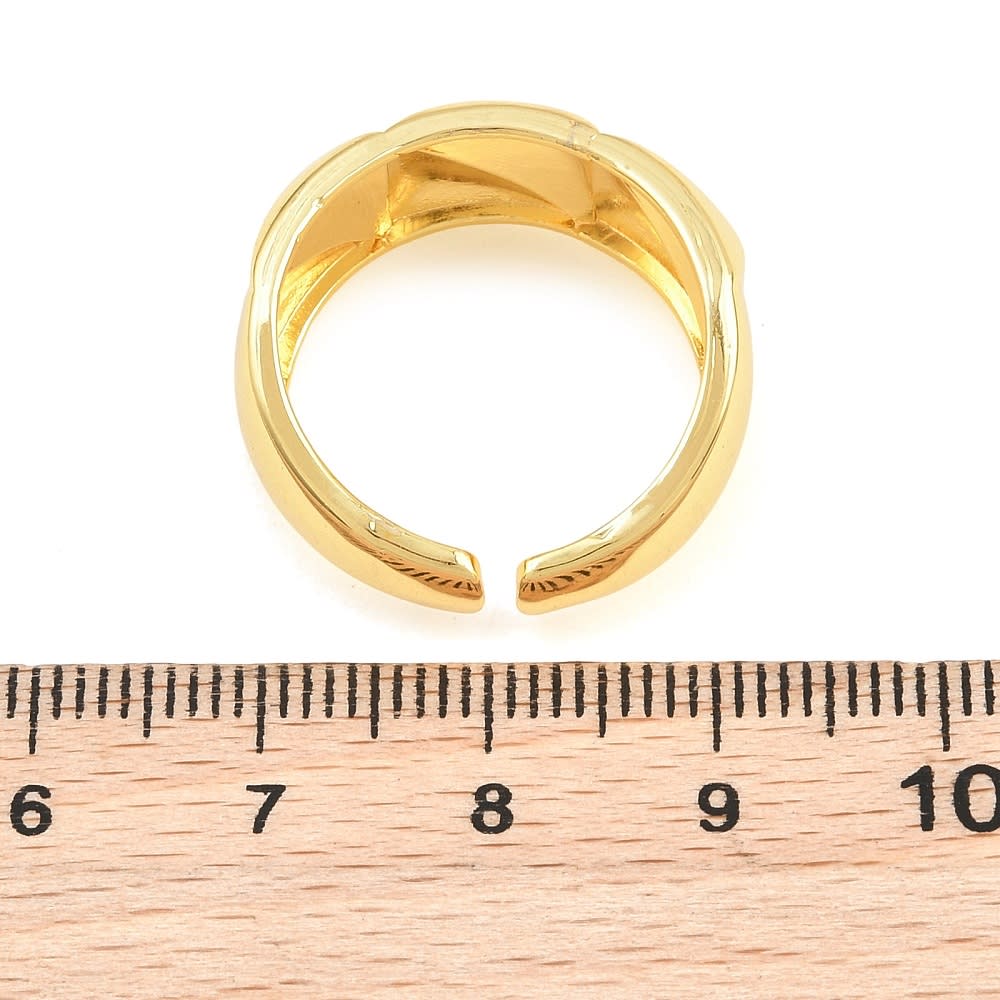 Anillo ajustable estilo geométrico 10 mm baño de oro / unidad2