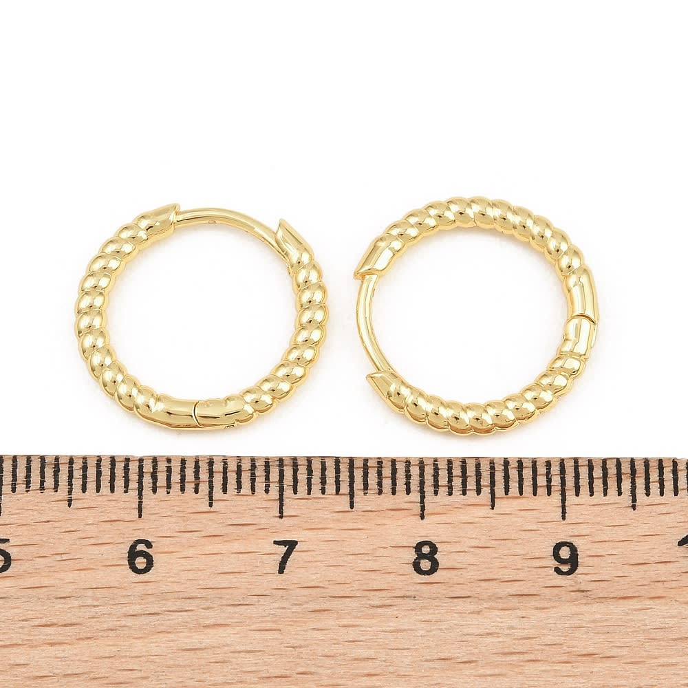 Aros argollas trenzadas 18 mm baño de oro / par2