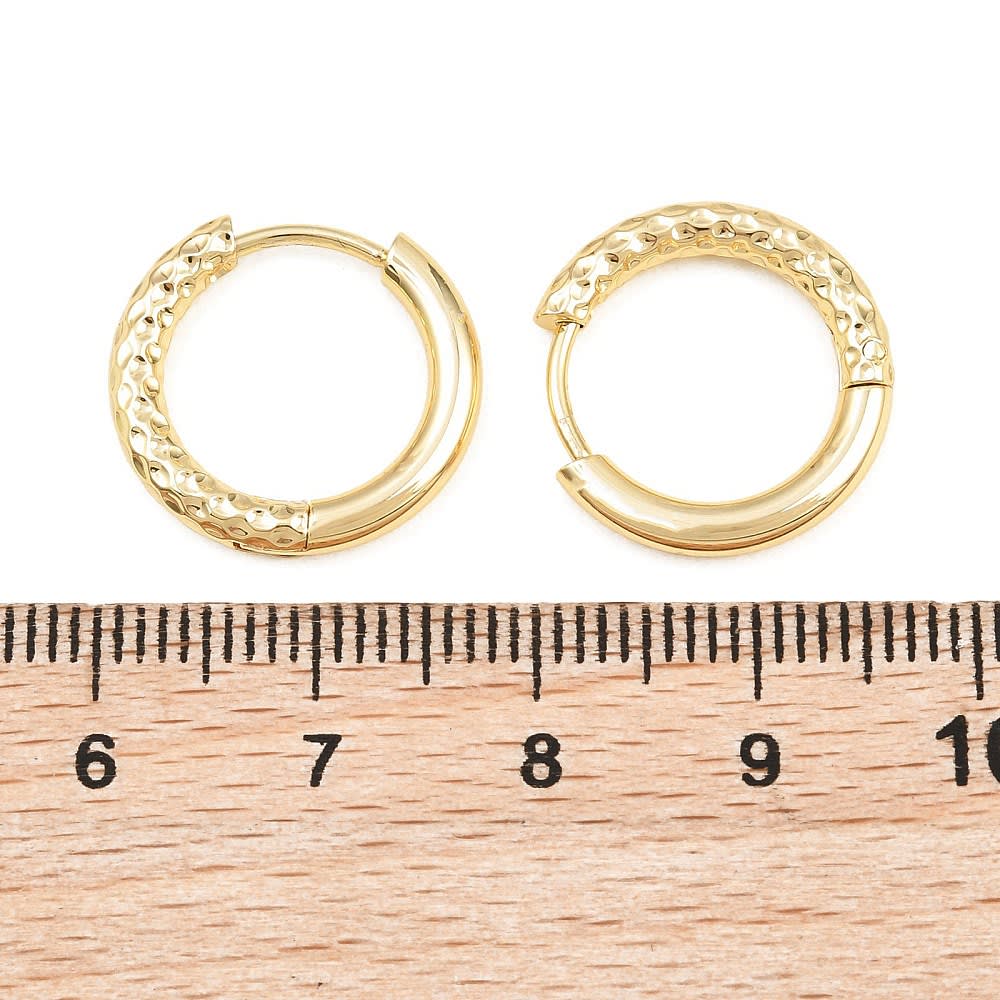 Aros argollas liso rugoso 17 mm baño de oro / par2