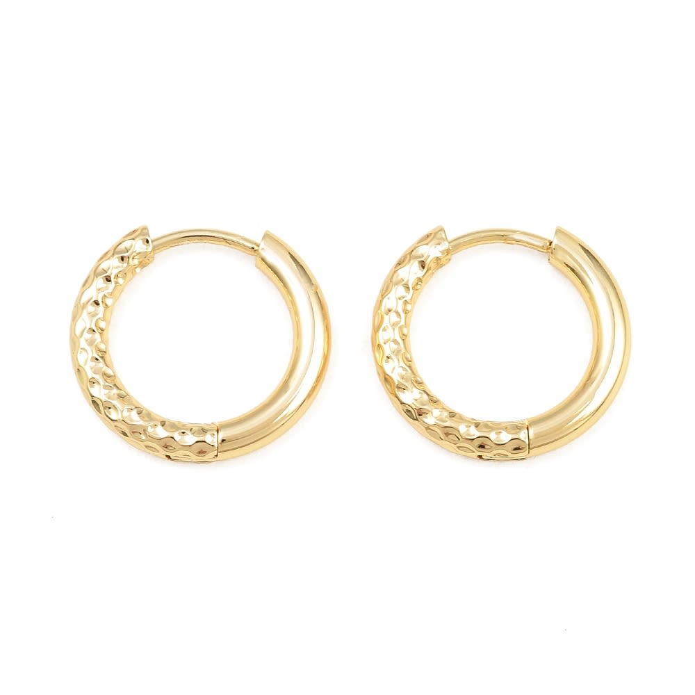 Aros argollas liso rugoso 17 mm baño de oro / par1