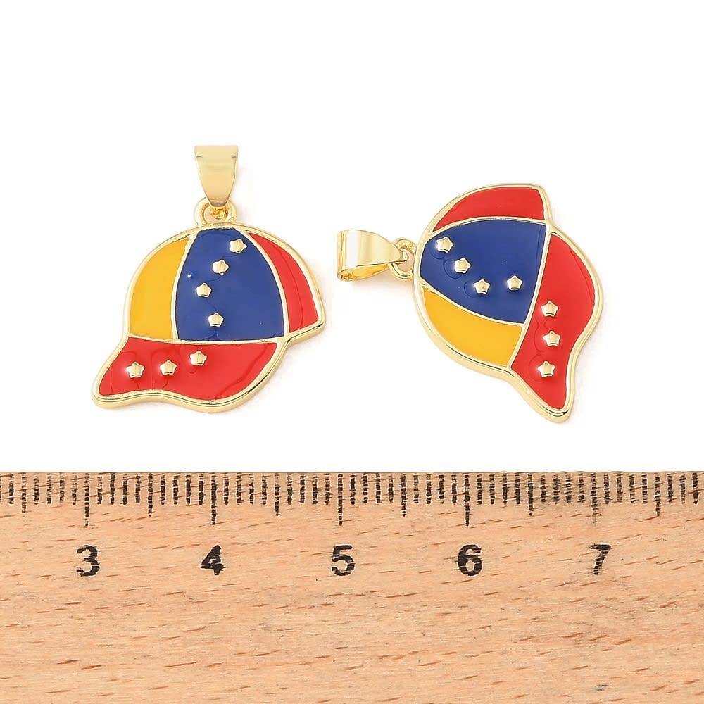 Dije colgante gorra tricolor Venezuela 20 mm baño oro / unidad2