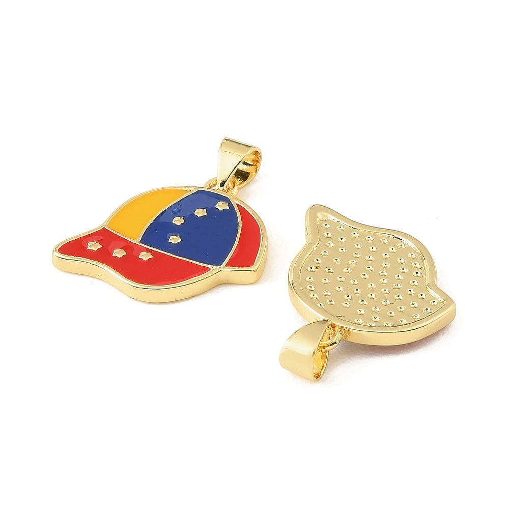 Dije colgante gorra tricolor Venezuela 20 mm baño oro / unidad3