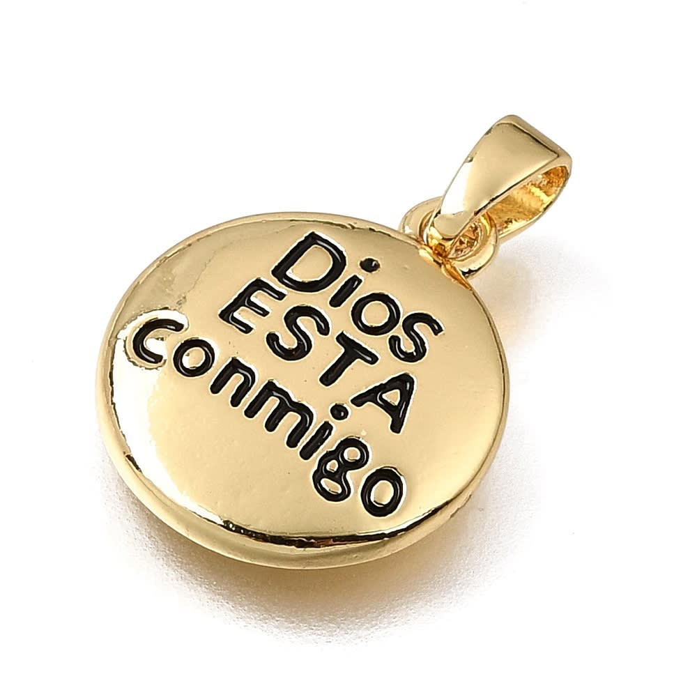 Dije colgante esmaltado Dios religioso 16.5 mm baño oro / unidad2