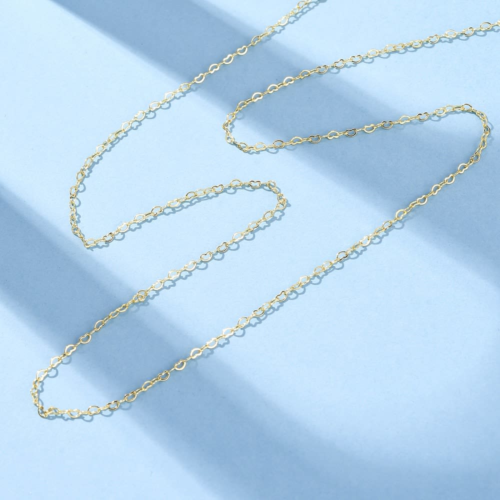 Cadena armada ajustable eslabón corazón 2x1.5 mm baño oro / unidad5