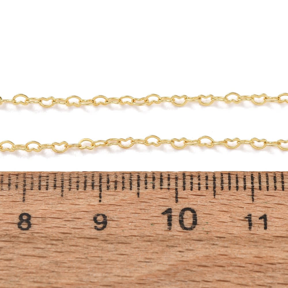 Cadena armada ajustable eslabón corazón 2x1.5 mm baño oro / unidad3