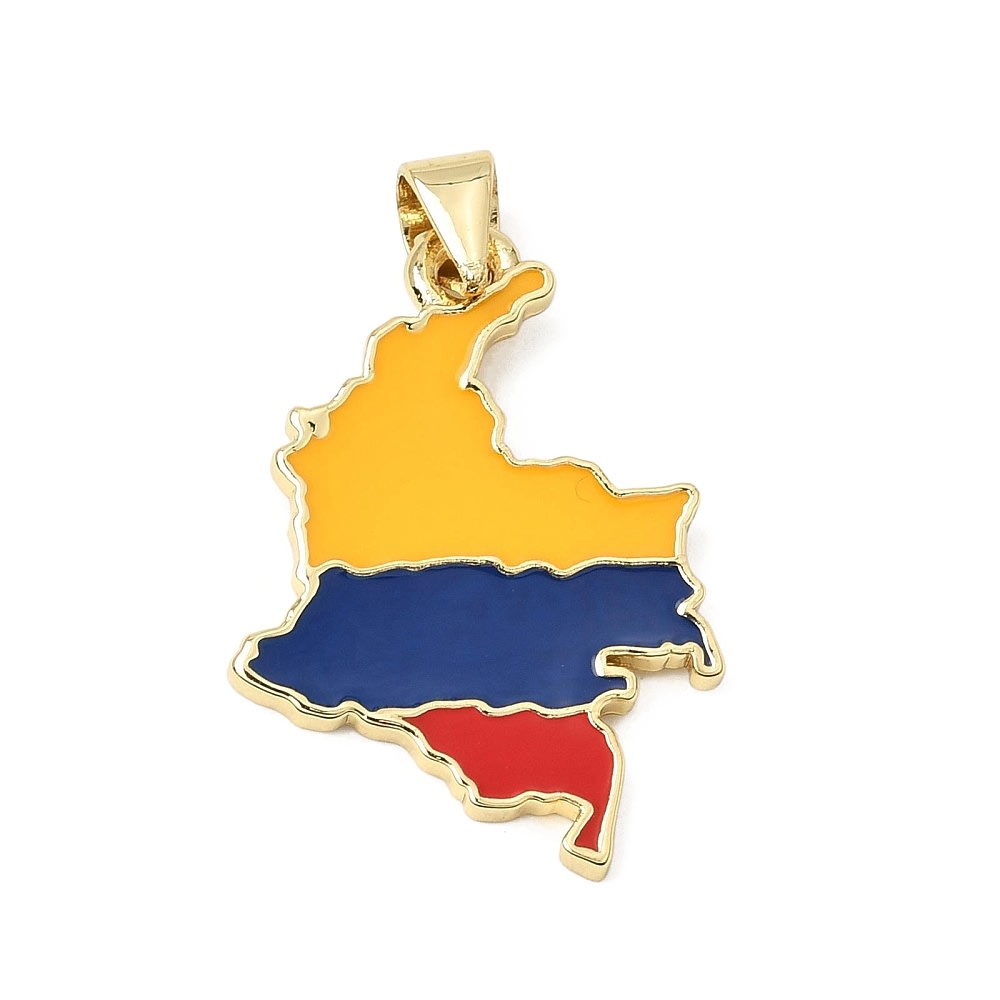 Dije colgante mapa de Colombia 24.5 mm baño oro / unidad1