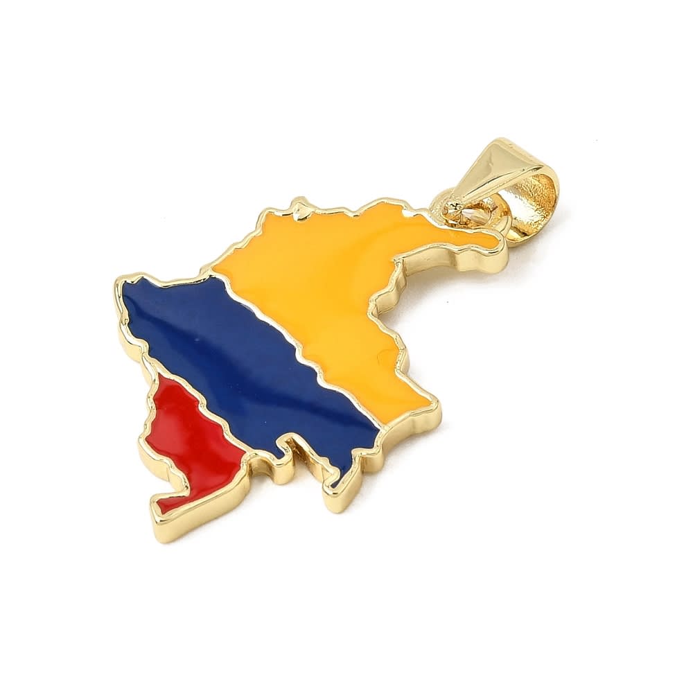 Dije colgante mapa de Colombia 24.5 mm baño oro / unidad2