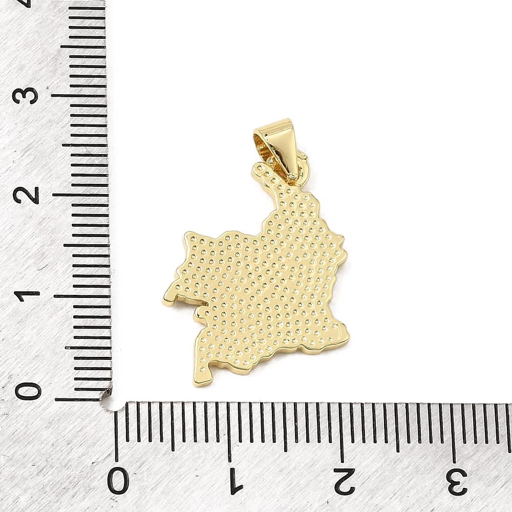 Dije colgante mapa de Colombia 24.5 mm baño oro / unidad3
