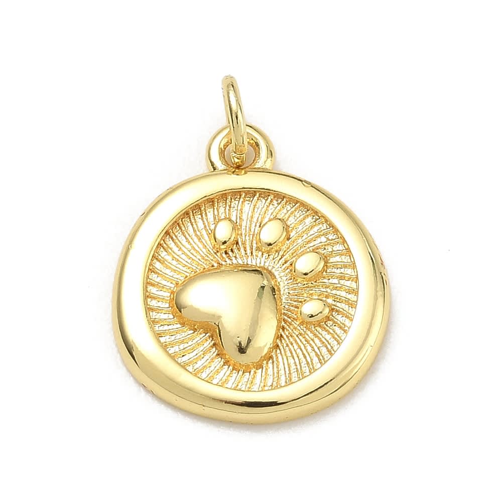 Dije colgante medalla patita mascota relieve 17 mm baño oro / unidad1