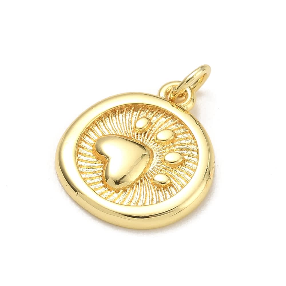 Dije colgante medalla patita mascota relieve 17 mm baño oro / unidad2
