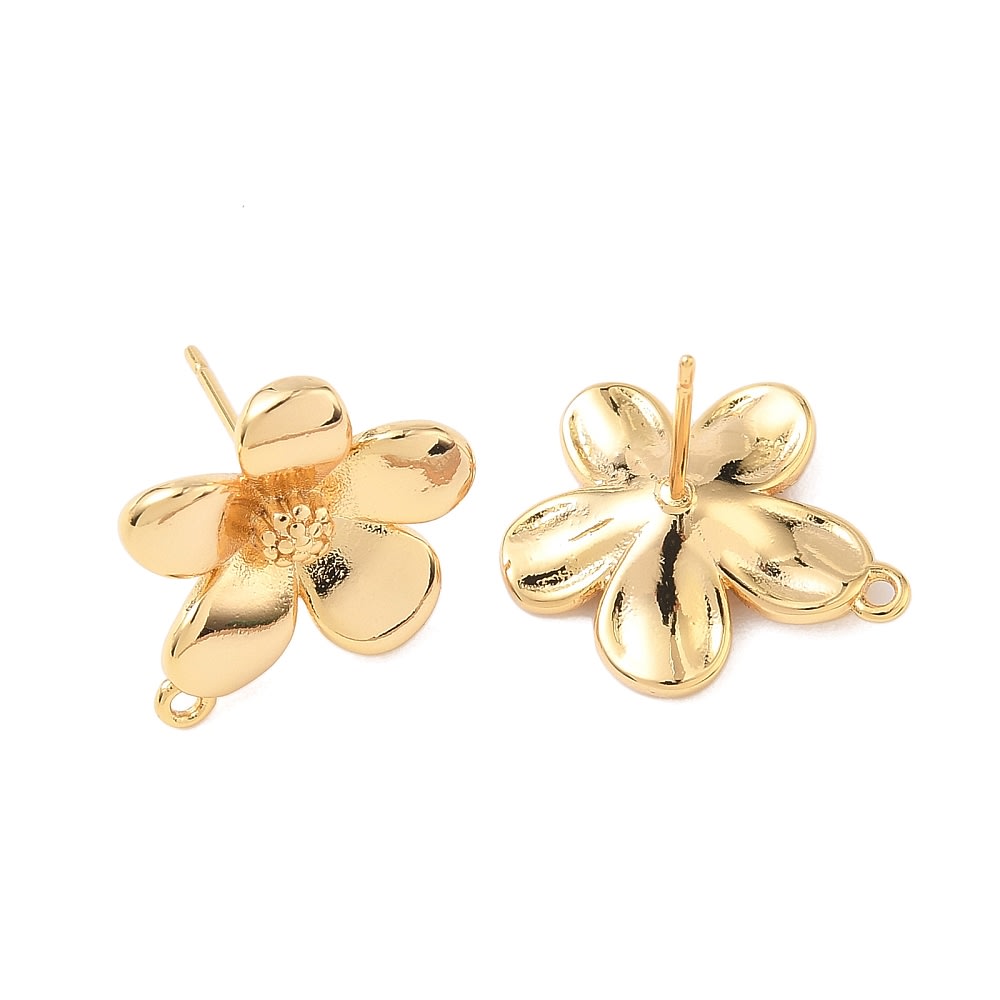 Base de aros forma flor 17.5 mm baño oro / par2