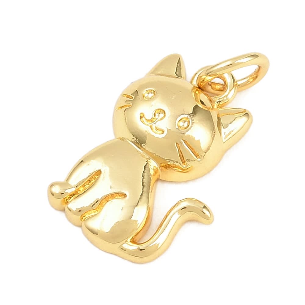 Dije colgante gato felino bebé 15.5 mm baño de oro / unidad2