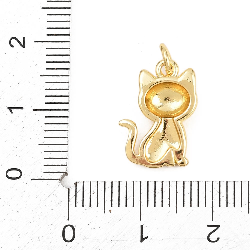 Dije colgante gato felino bebé 15.5 mm baño de oro / unidad3