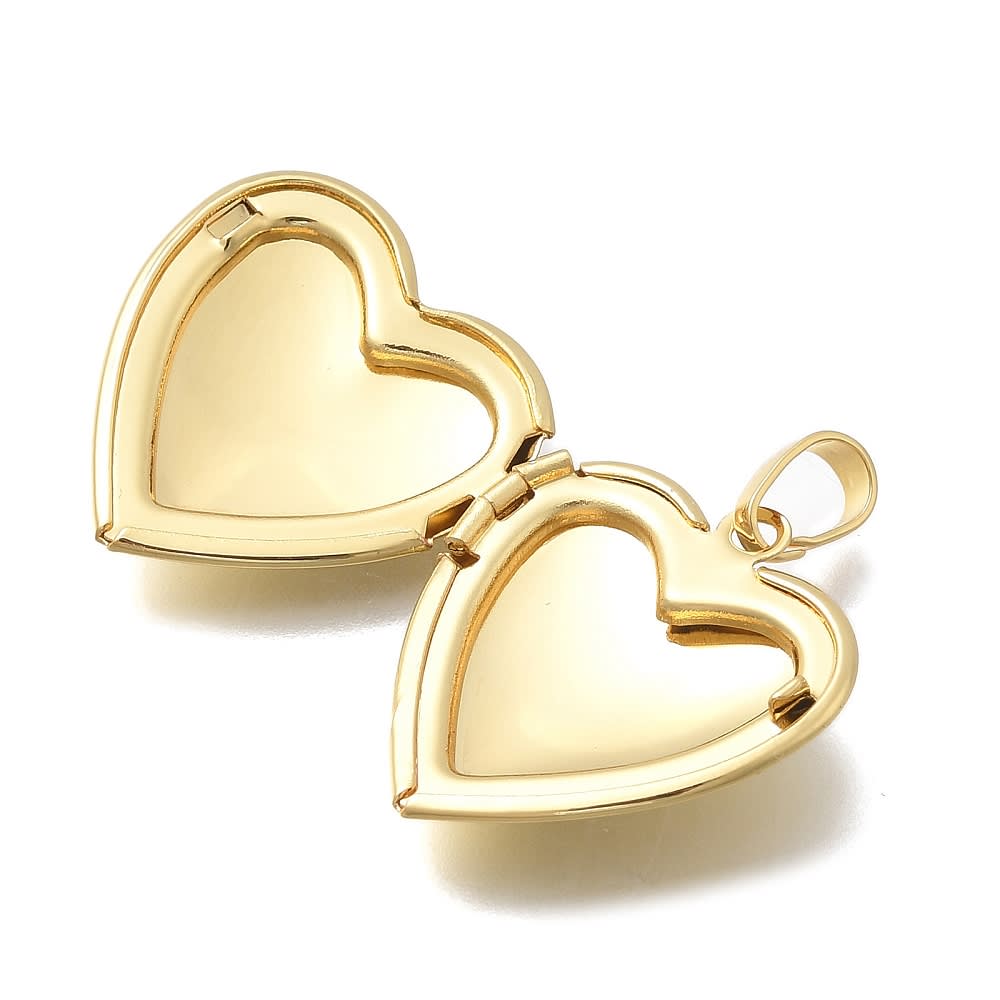 Relicario foto portafoto locket corazón liso 25 mm baño oro / unidad2
