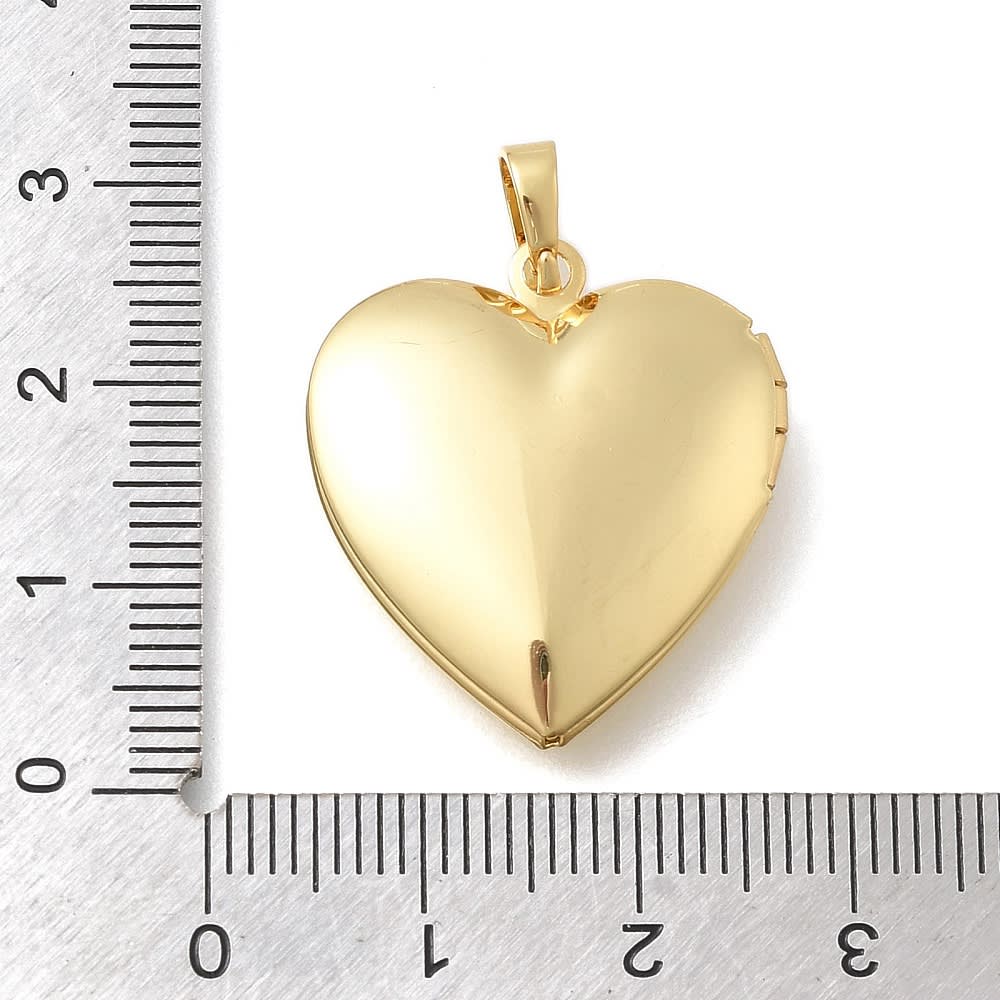 Relicario foto portafoto locket corazón liso 25 mm baño oro / unidad3