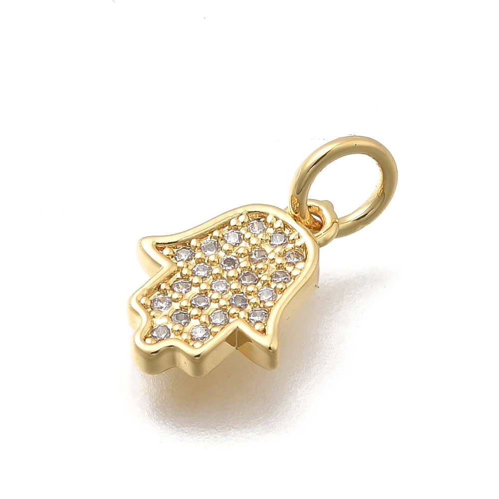 Dije colgante hamsa mano de Fátima 12 mm baño de oro / unidad2