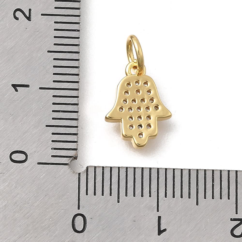 Dije colgante hamsa mano de Fátima 12 mm baño de oro / unidad3