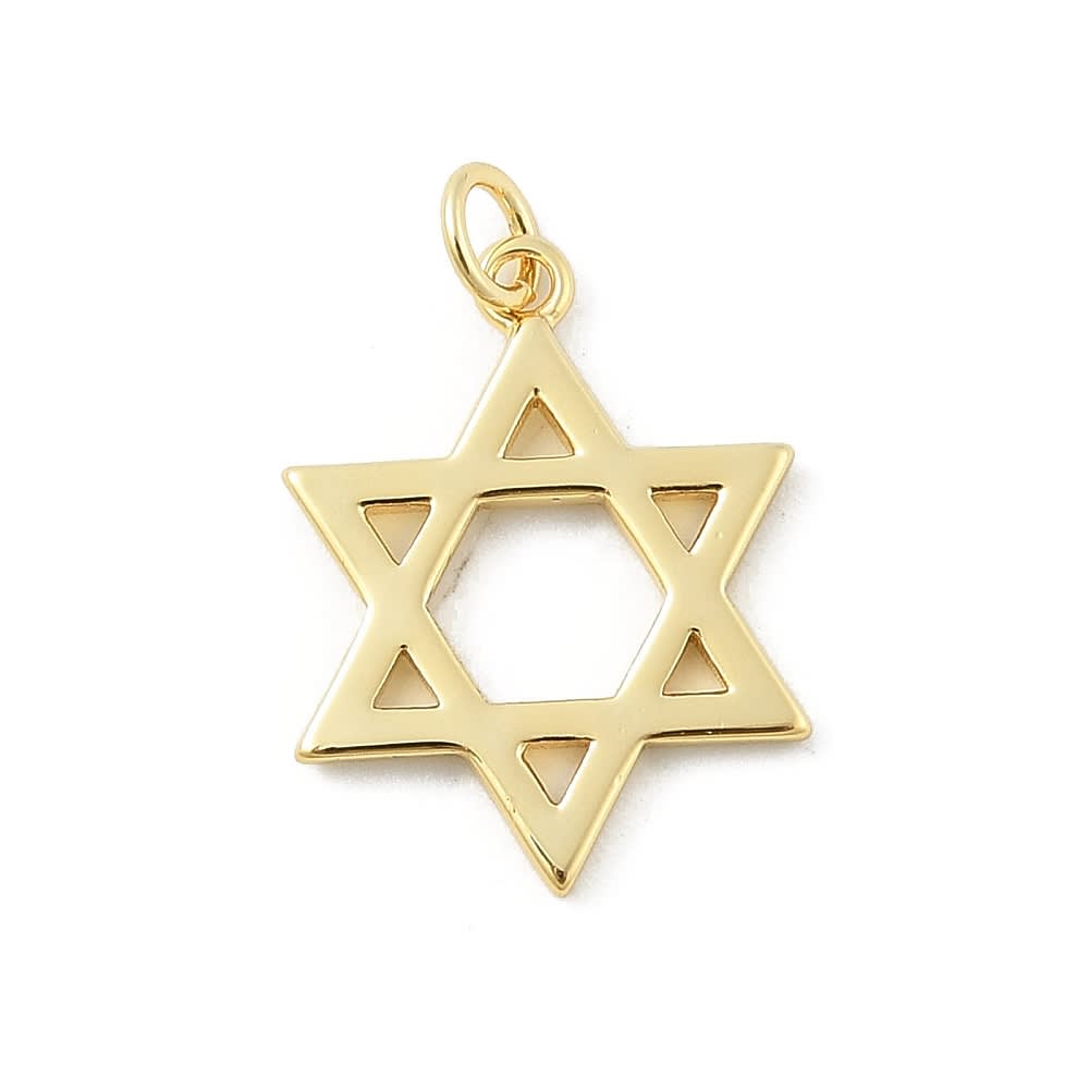 Dije colgante estrella david 18x13.5 mm baño de oro platino / unidad1