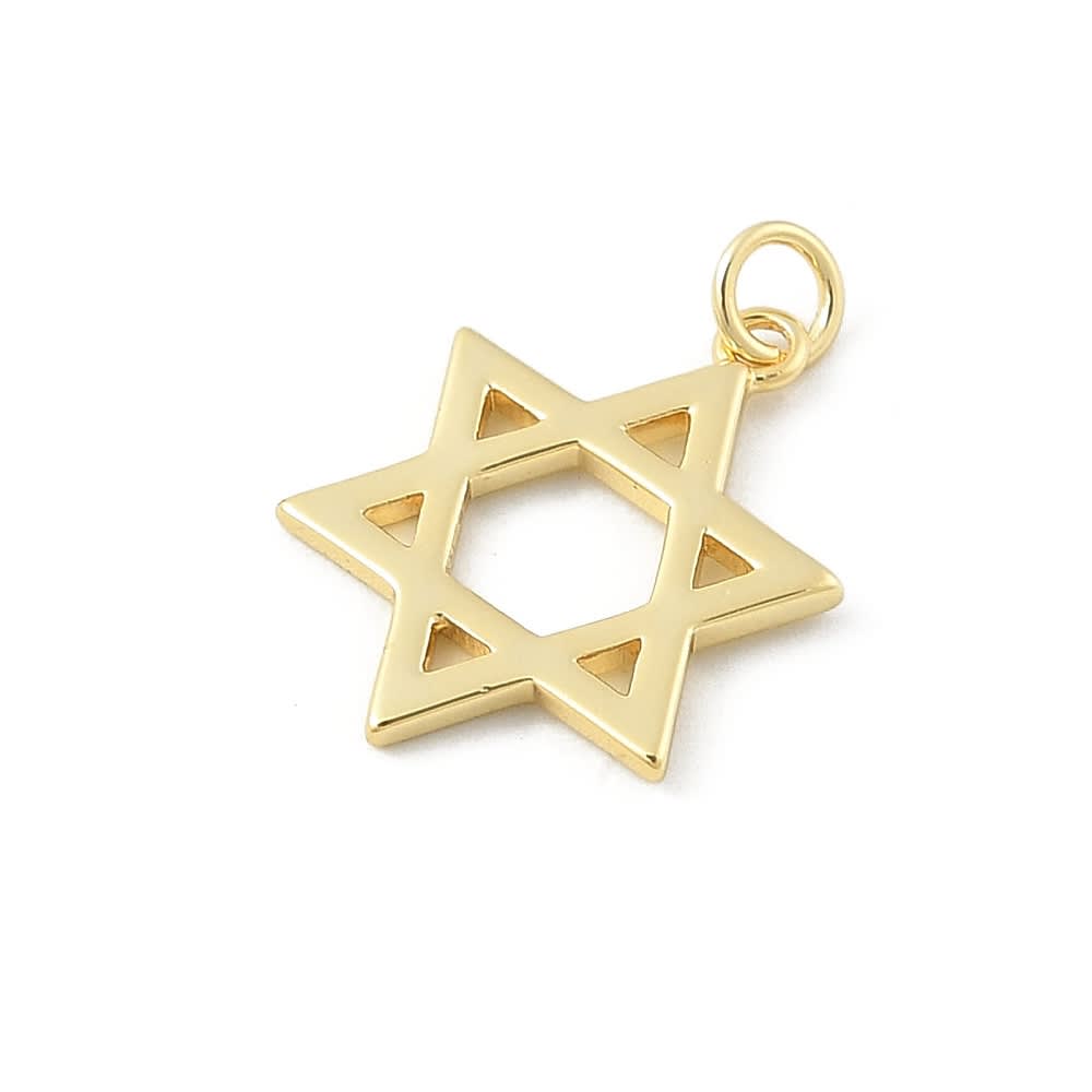 Dije colgante estrella david 18x13.5 mm baño de oro platino / unidad3