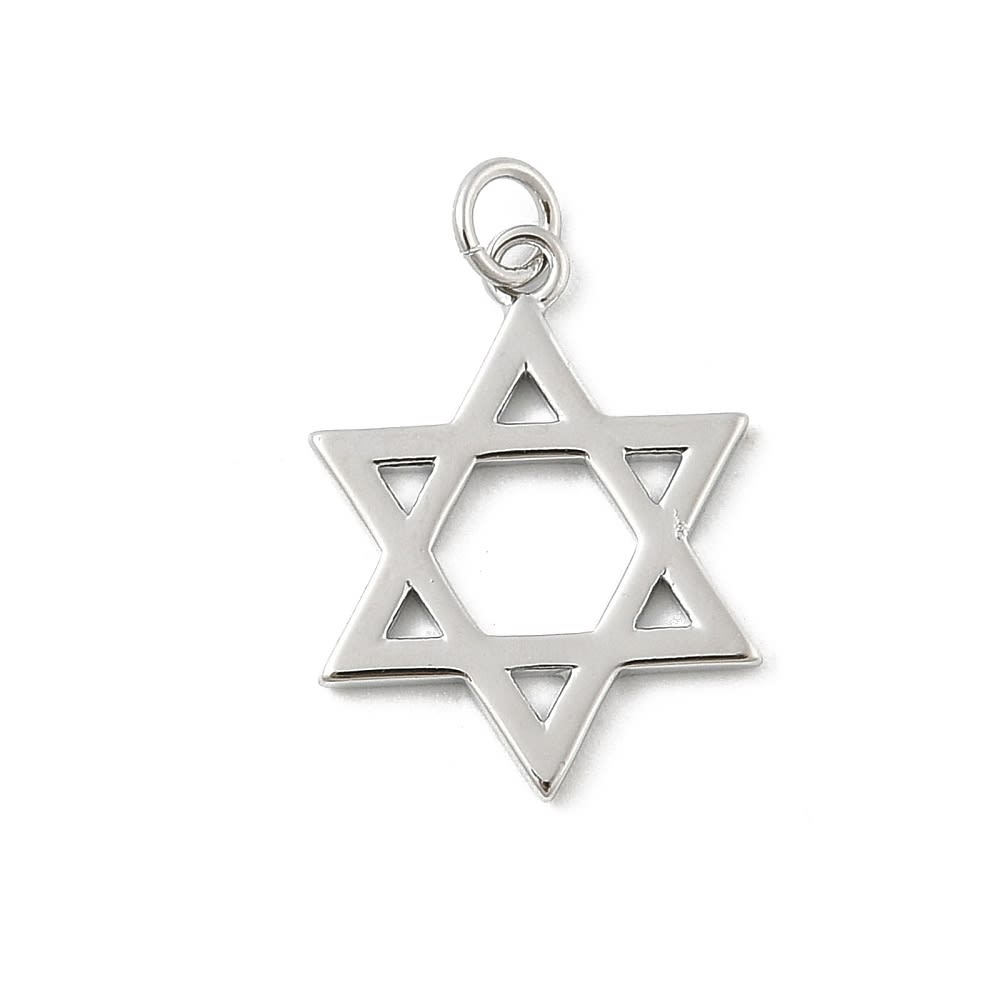 Dije colgante estrella david 18x13.5 mm baño de oro platino / unidad5
