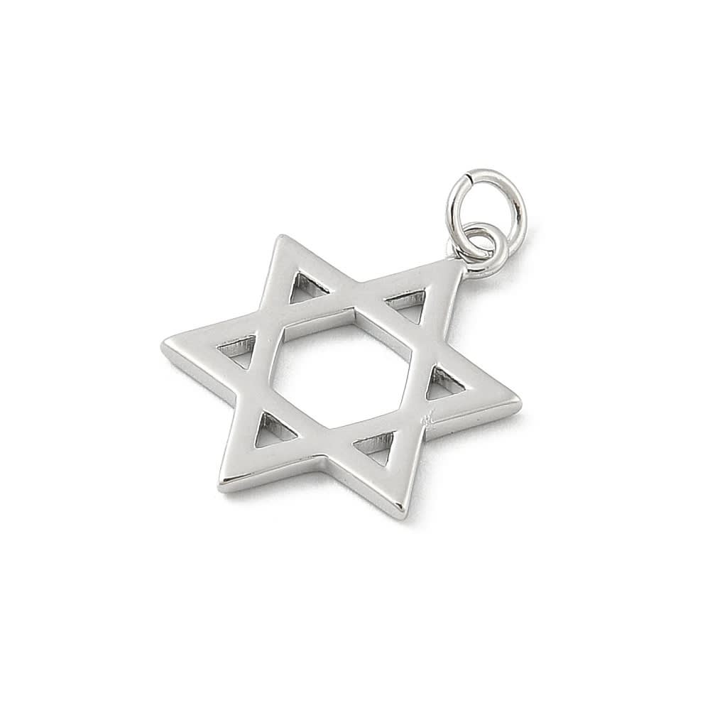 Dije colgante estrella david 18x13.5 mm baño de oro platino / unidad2