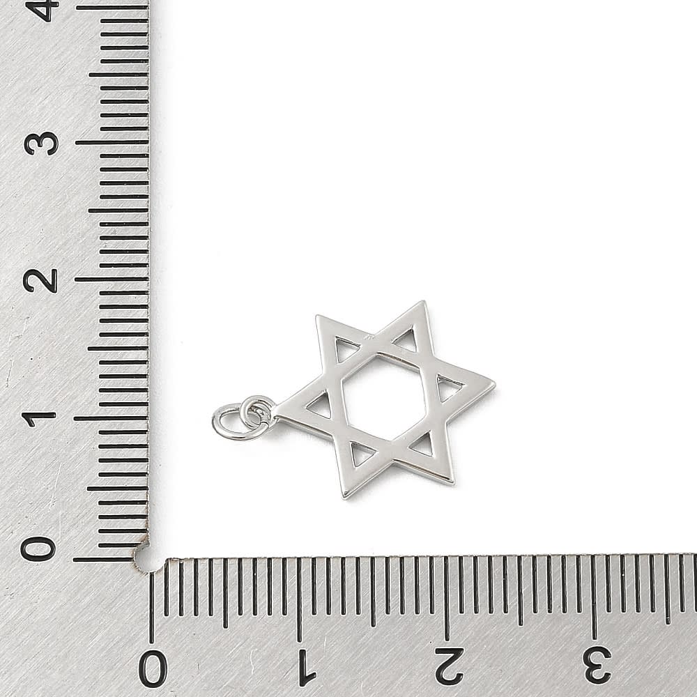 Dije colgante estrella david 18x13.5 mm baño de oro platino / unidad6