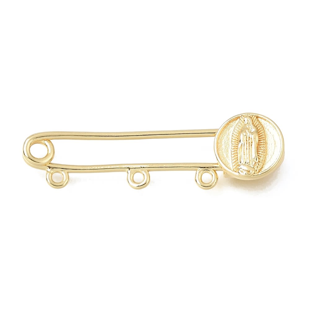 Broche de seguridad alpita Virgen Guadalupe baño de oro / unidad1