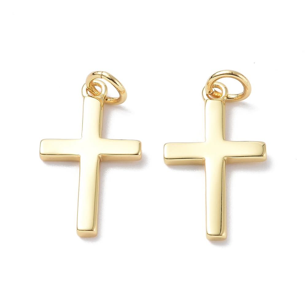 Dije colgante cruz lisa 19 mm baño de oro / unidad1