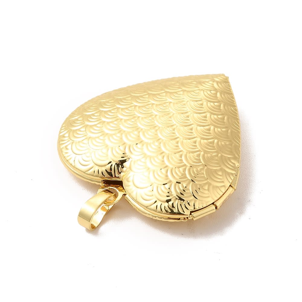 Relicario portafoto locket corazón ondas 29 mm baño oro / unidad3