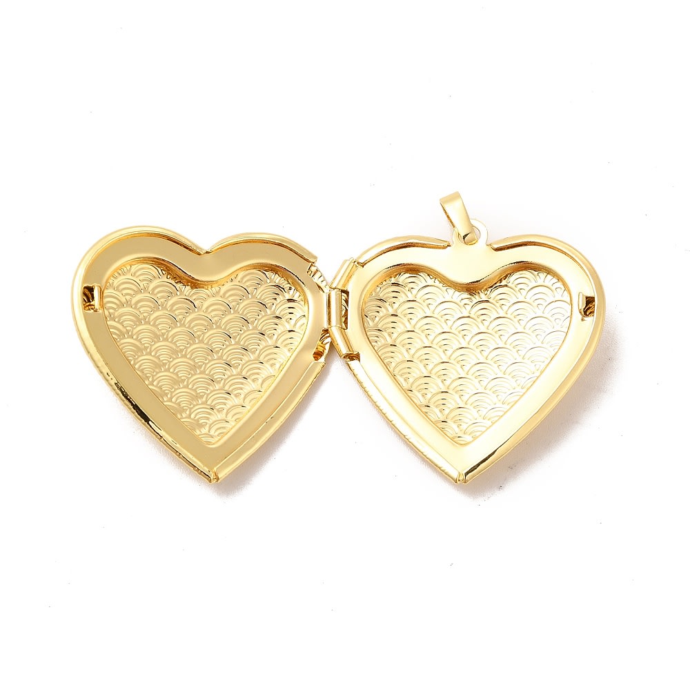 Relicario portafoto locket corazón ondas 29 mm baño oro / unidad2
