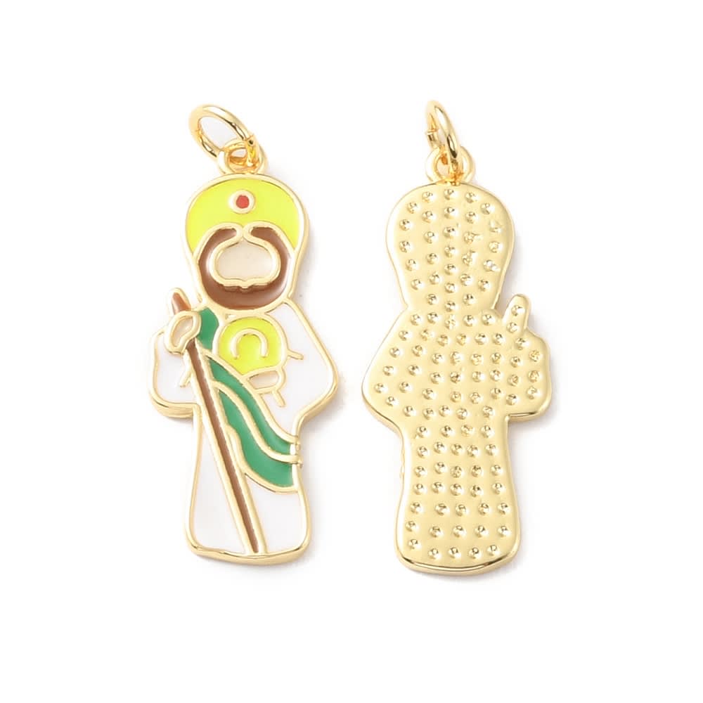 Dije colgante esmaltado San Judas Tadeo 28 mm baño de oro / unidad1