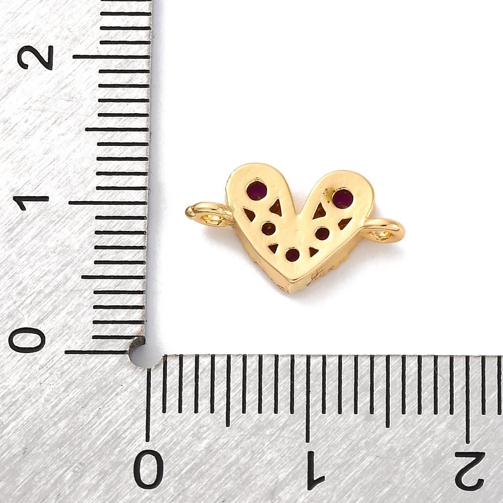 Dije conector corazón zircón 8 mm baño oro / unidad4