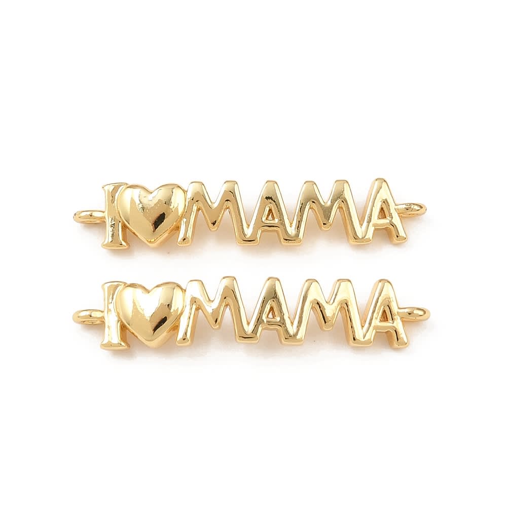 Dije conector I love mamá 27 mm baño de oro / unidad1