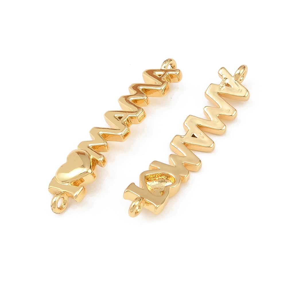 Dije conector I love mamá 27 mm baño de oro / unidad2