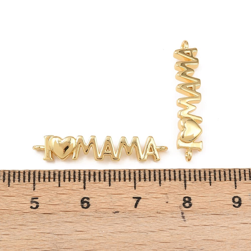Dije conector I love mamá 27 mm baño de oro / unidad3