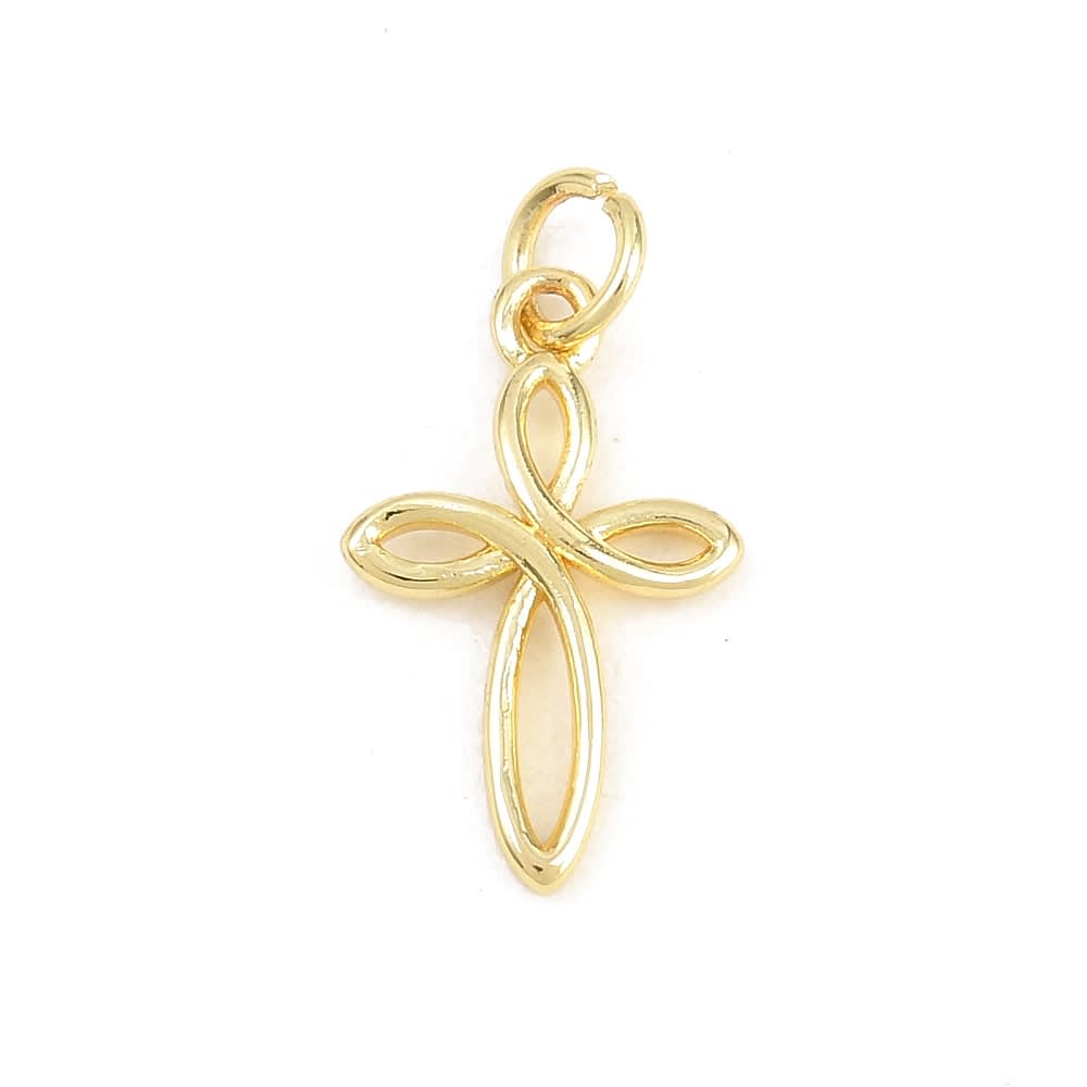 Dije colgante cruz infinita 17.5 mm baño de oro / unidad1