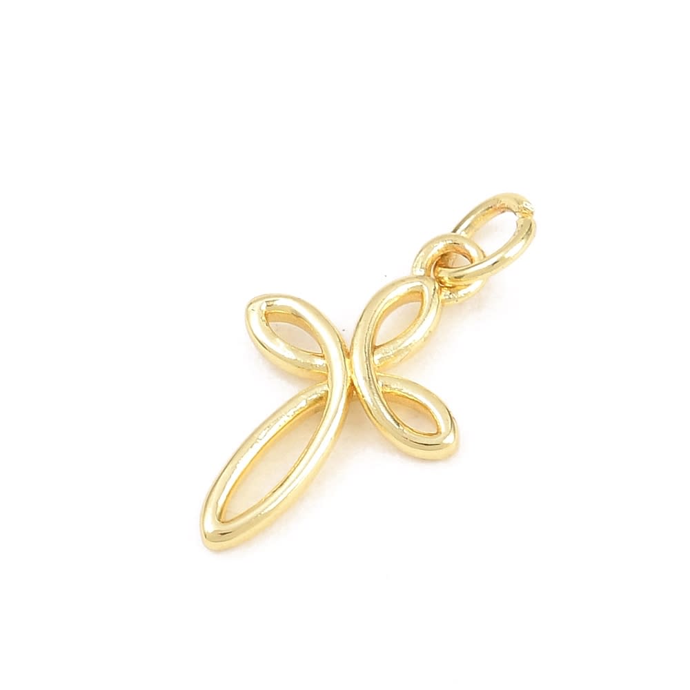 Dije colgante cruz infinita 17.5 mm baño de oro / unidad2