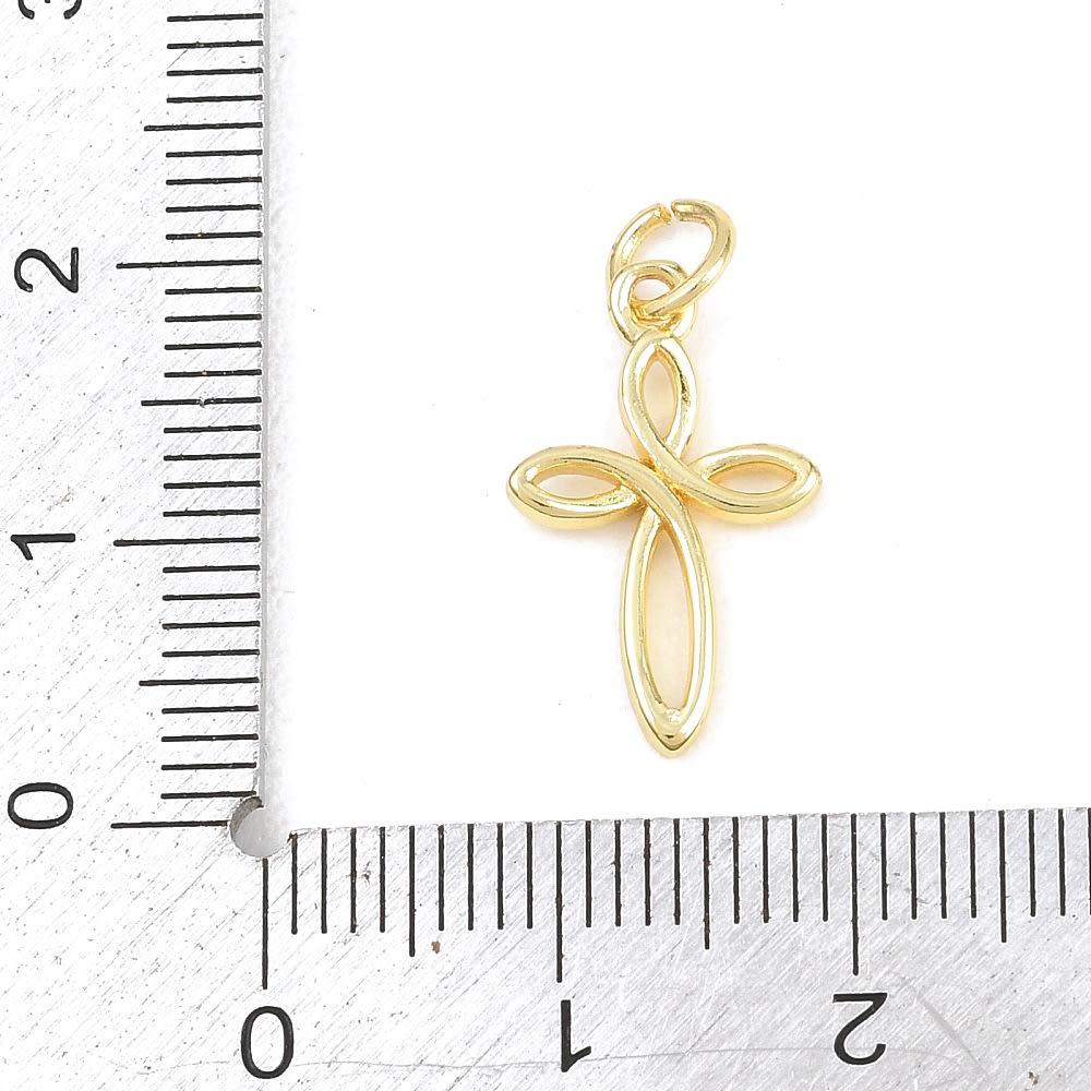 Dije colgante cruz infinita 17.5 mm baño de oro / unidad3
