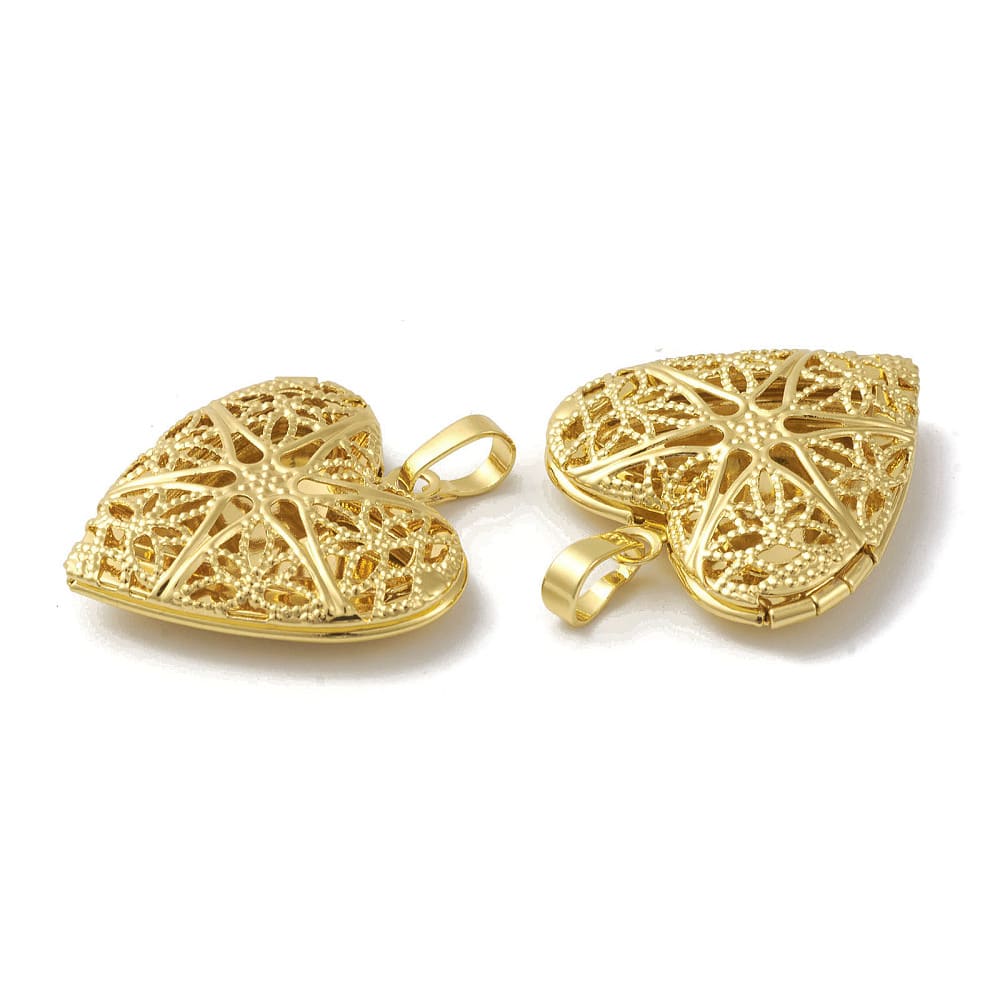 Relicario portafoto locket corazón filigrana 26.5 mm baño oro / unidad4