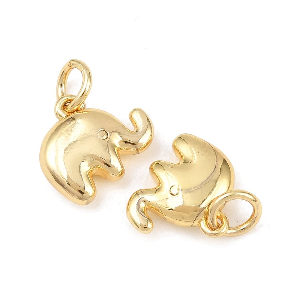 Dije colgante mini elefante 10 mm baño oro / unidad2