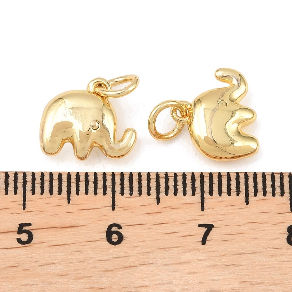Dije colgante mini elefante 10 mm baño oro / unidad3