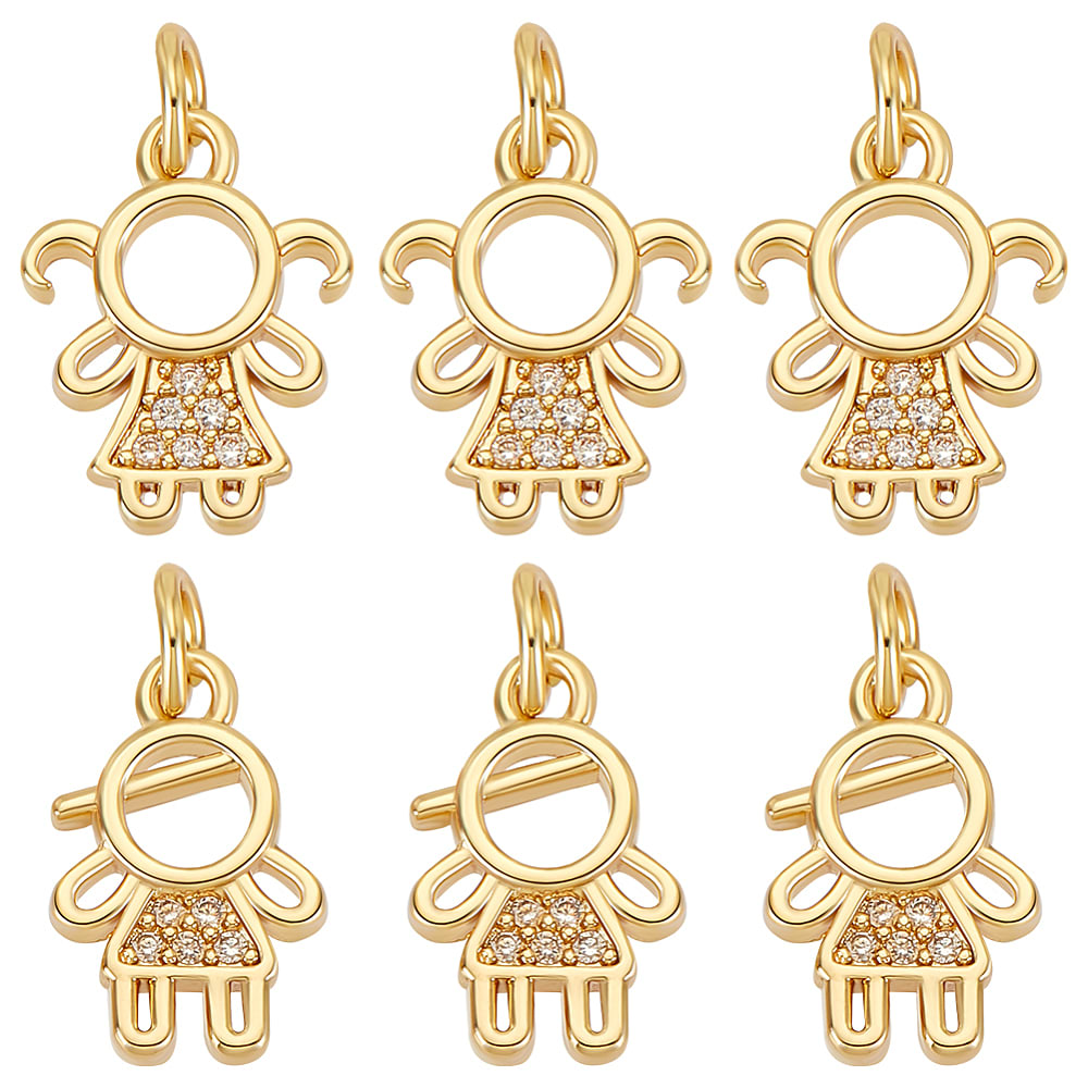 Dije colgante niña niño zircón 14 mm baño de oro / unidad1