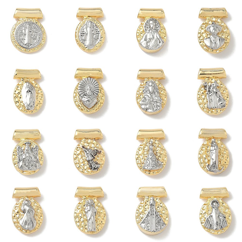 Dije pasador escapulario religioso 14x9.5 mm baño oro / unidad1
