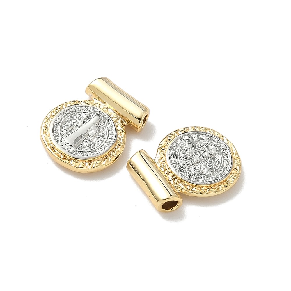 Dije pasador escapulario religioso 14x9.5 mm baño oro / unidad2