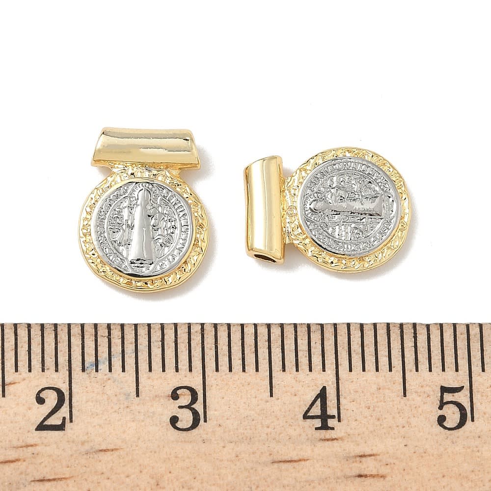 Dije pasador escapulario religioso 14x9.5 mm baño oro / unidad3