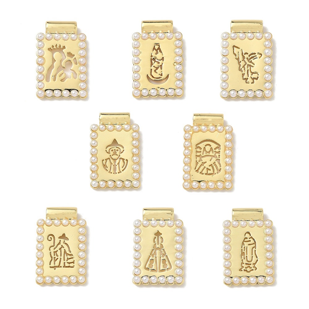 Dije pasador escapulario religioso perla 23x15 mm baño oro / unidad1