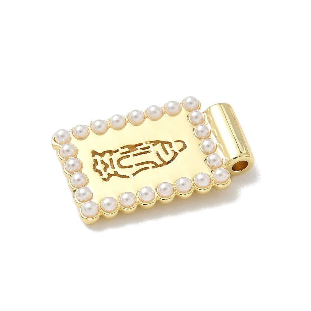 Dije pasador escapulario religioso perla 23x15 mm baño oro / unidad7